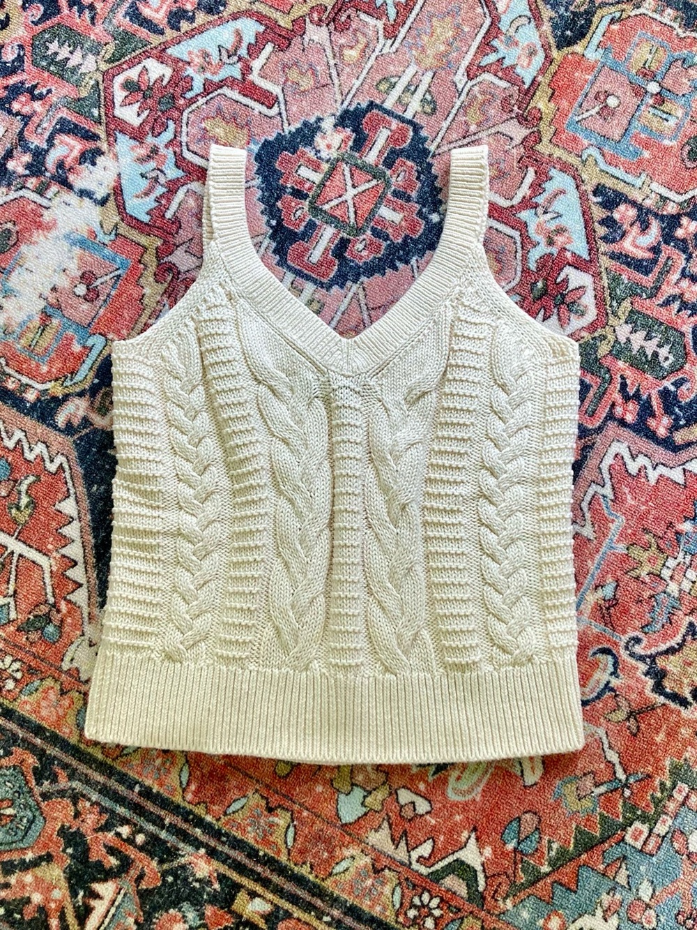 Banana Republic Cotton Cream Knit Tank Sz Medium